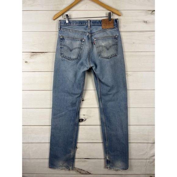 Vintage Levis 501 XX Jeans Mens 32x34 Light Blue Denim Made USA Distressed 90s - Picture 2 of 11